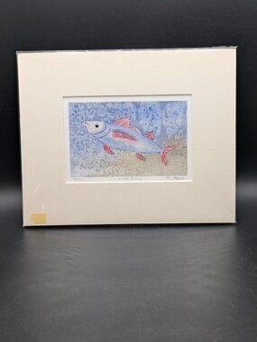 Signed Numbered Watercolor Fish Print Little Tunny M Steele Matted 8x10